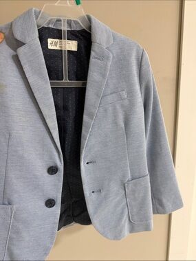 H&M Light Blue Boys' Suit Jacket with Navy Dot Lining